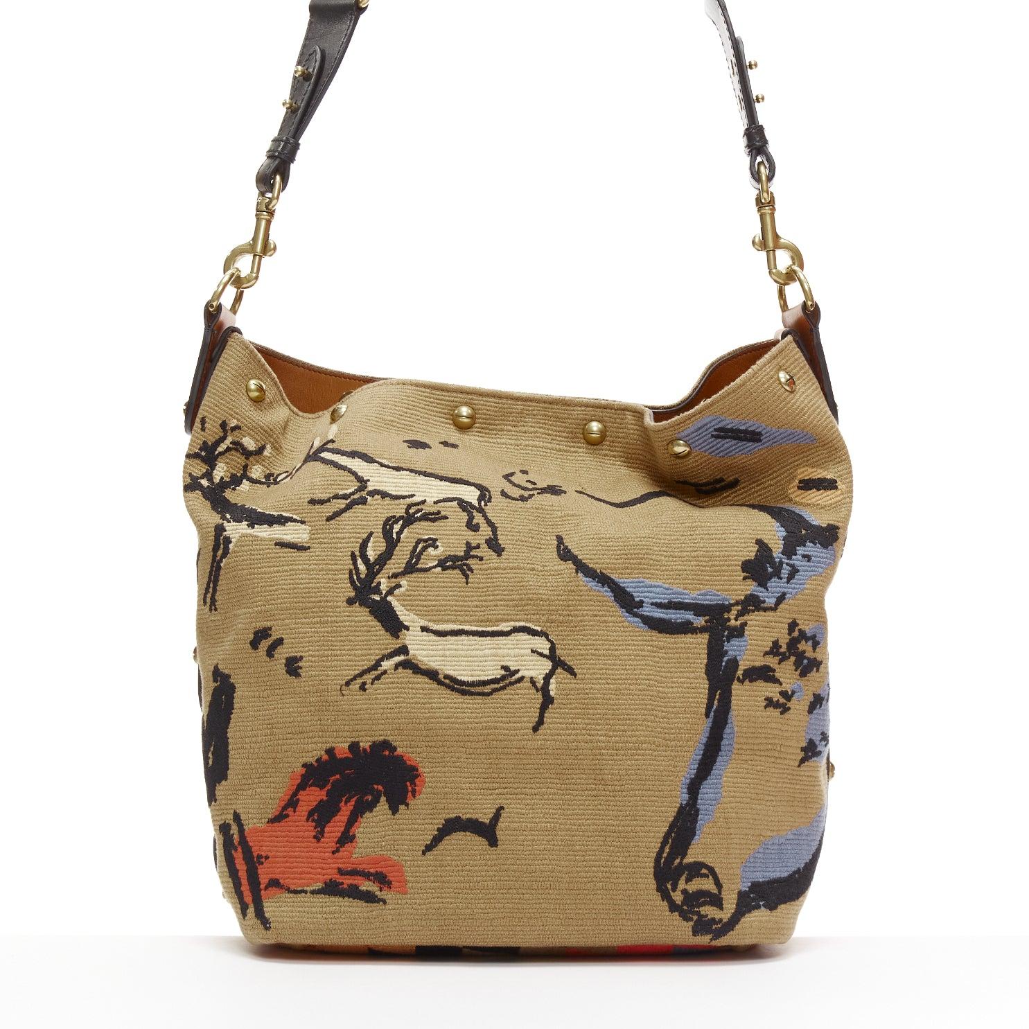 DIOR DiorAvenue Sauvage Special Edition brown logo canvas embroidery hobo bag In Good Condition In Hong Kong, NT
