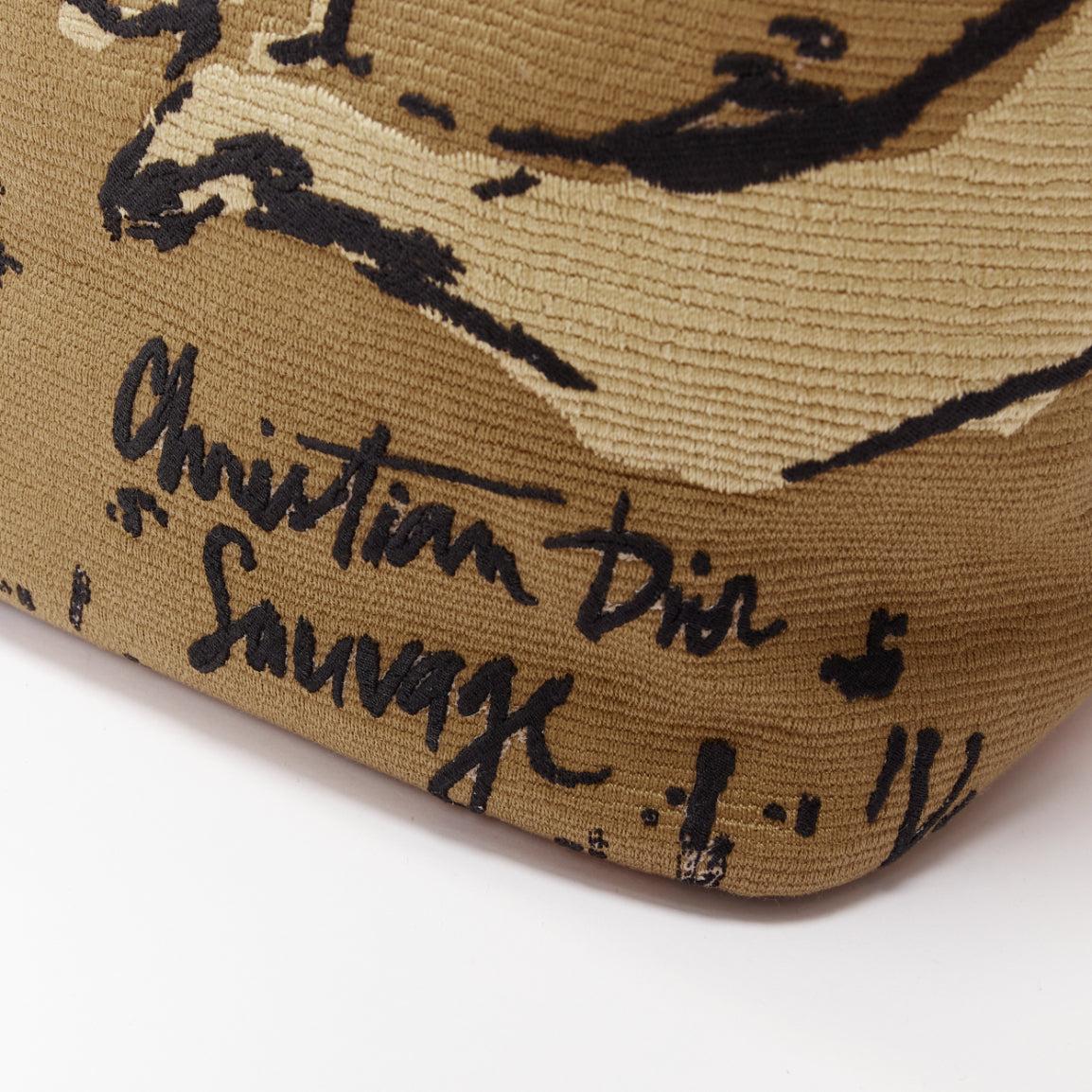 DIOR DiorAvenue Sauvage Special Edition brown logo canvas embroidery hobo bag 1
