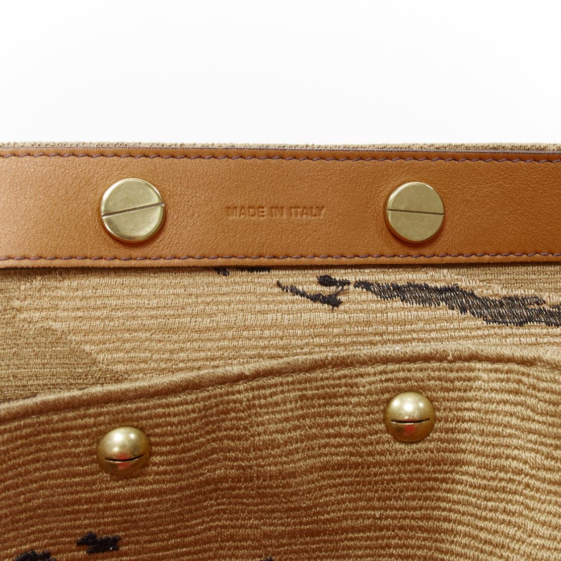 DIOR DiorAvenue Sauvage Special Edition brown logo canvas embroidery hobo bag 4