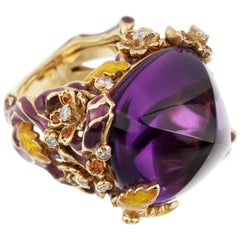 Anillo Dior Diorella 40 Quilates Amatista Diamante Zafiro