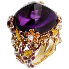 Dior Diorella 40 Carat Amethyst Diamond Sapphire Ring