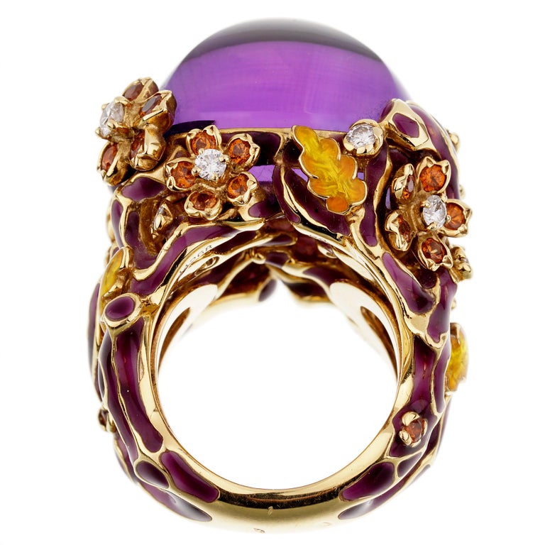 Dior Diorella 40 Carat Amethyst Diamond Sapphire Ring For Sale at 1stDibs