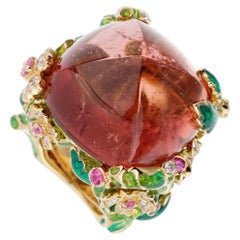 Dior Diorella 45ct Rubellite Diamond 18k Yellow Gold Cocktail Ring