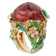 Dior Diorella 45 Carat Rubellite Diamond Yellow Gold Cocktail Ring