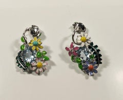 Dior Diorette Earrings 18 kt white gold, diamonds and enamel