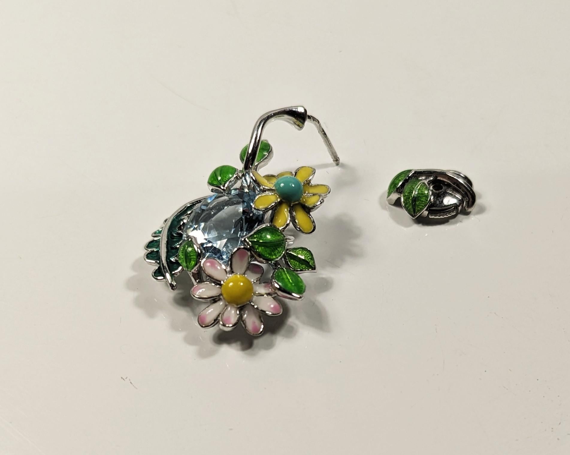 Contemporary Dior Diorette Earrings 18 kt white gold, diamonds and enamel