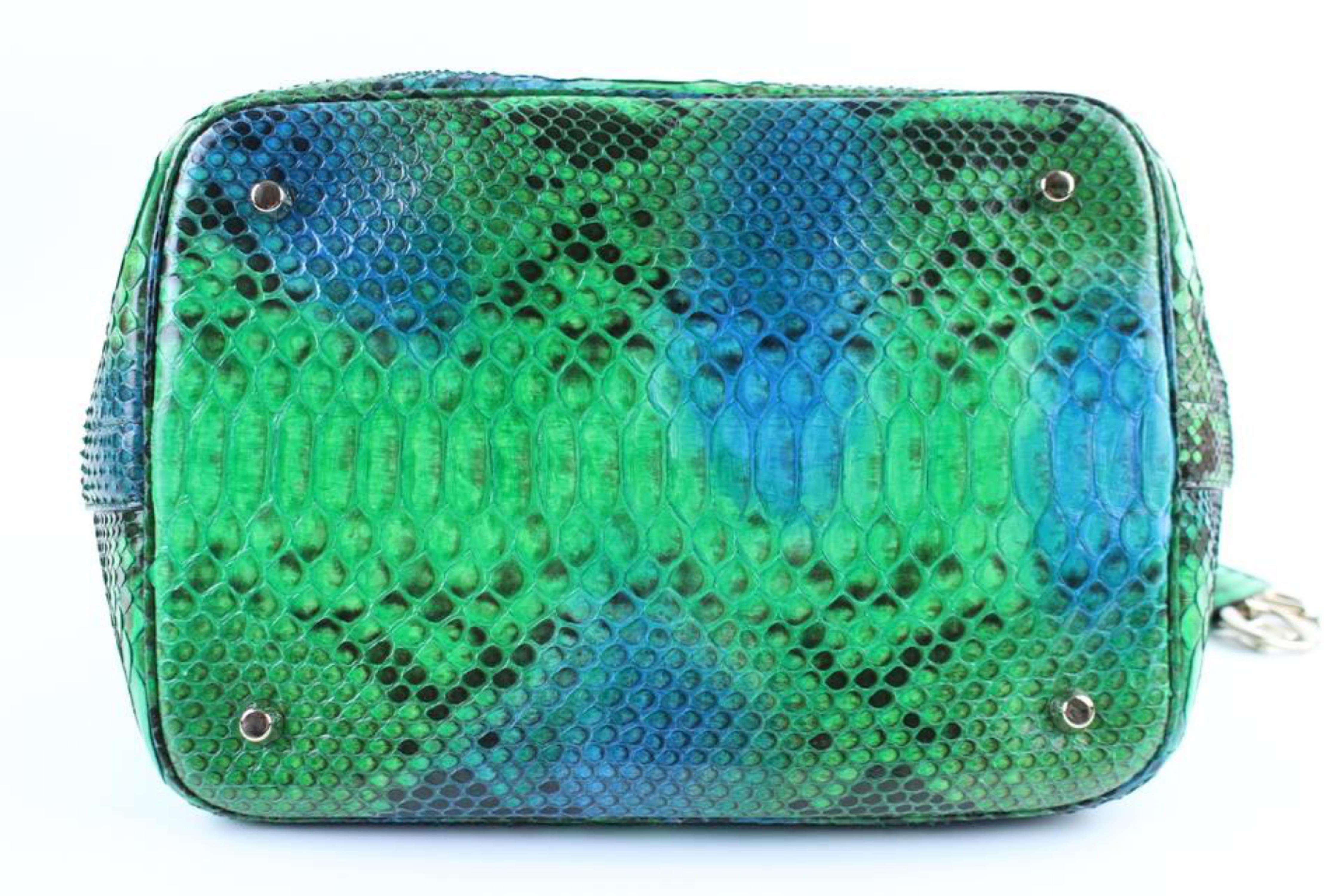 Dior Diorific Hobo 2way 3dr1205 Green Python Skin Leather Shoulder Bag For Sale 6