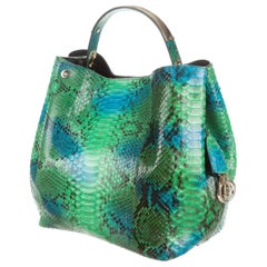 Dior Diorific Hobo 2way 3dr1205 Green Python Skin Leather Shoulder Bag