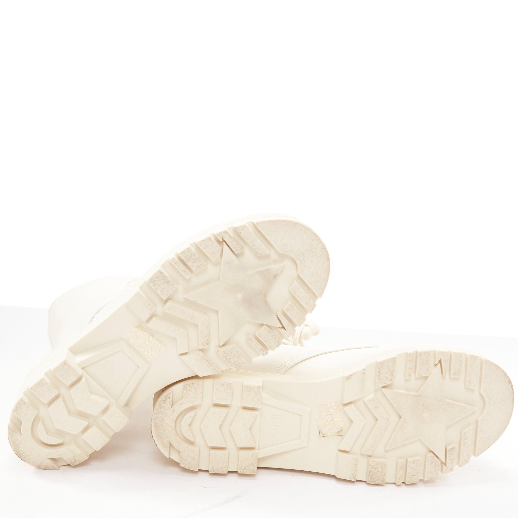 DIOR Dioriron cream CD logo back rubber cap combat boots EU38 For Sale 5