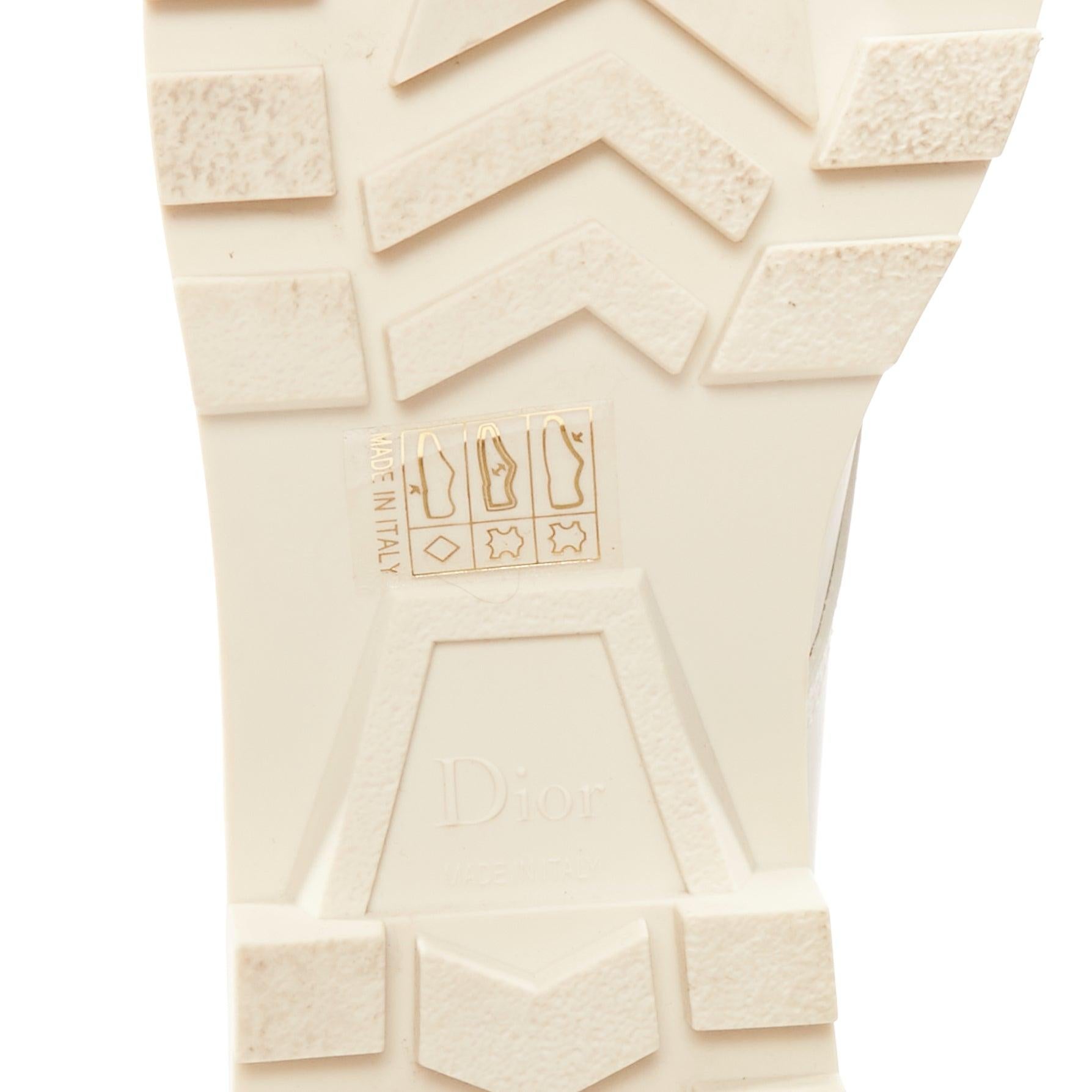 DIOR Dioriron cream CD logo back rubber cap combat boots EU38 For Sale 6