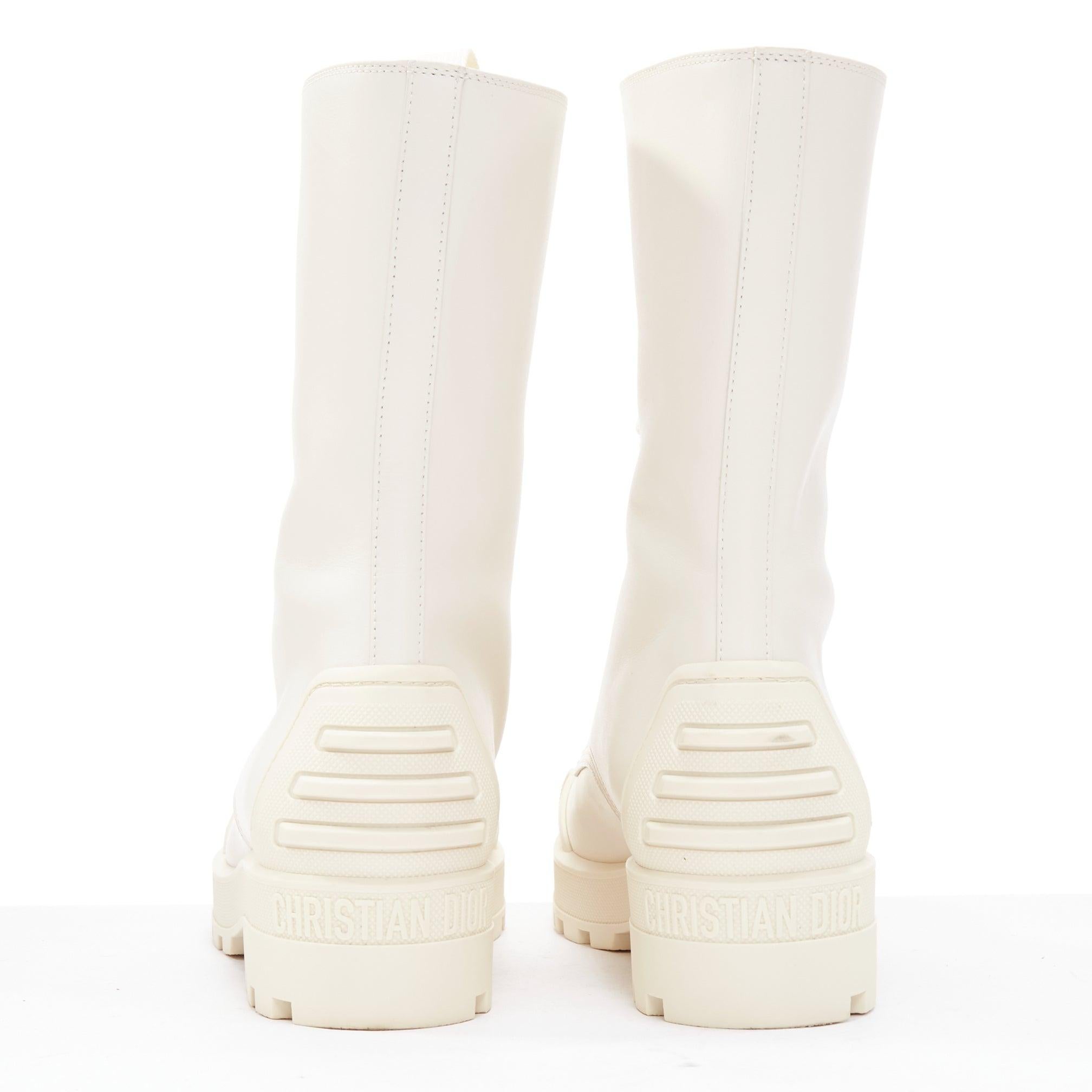 Women's DIOR Dioriron cream CD logo back rubber cap combat boots EU38 For Sale