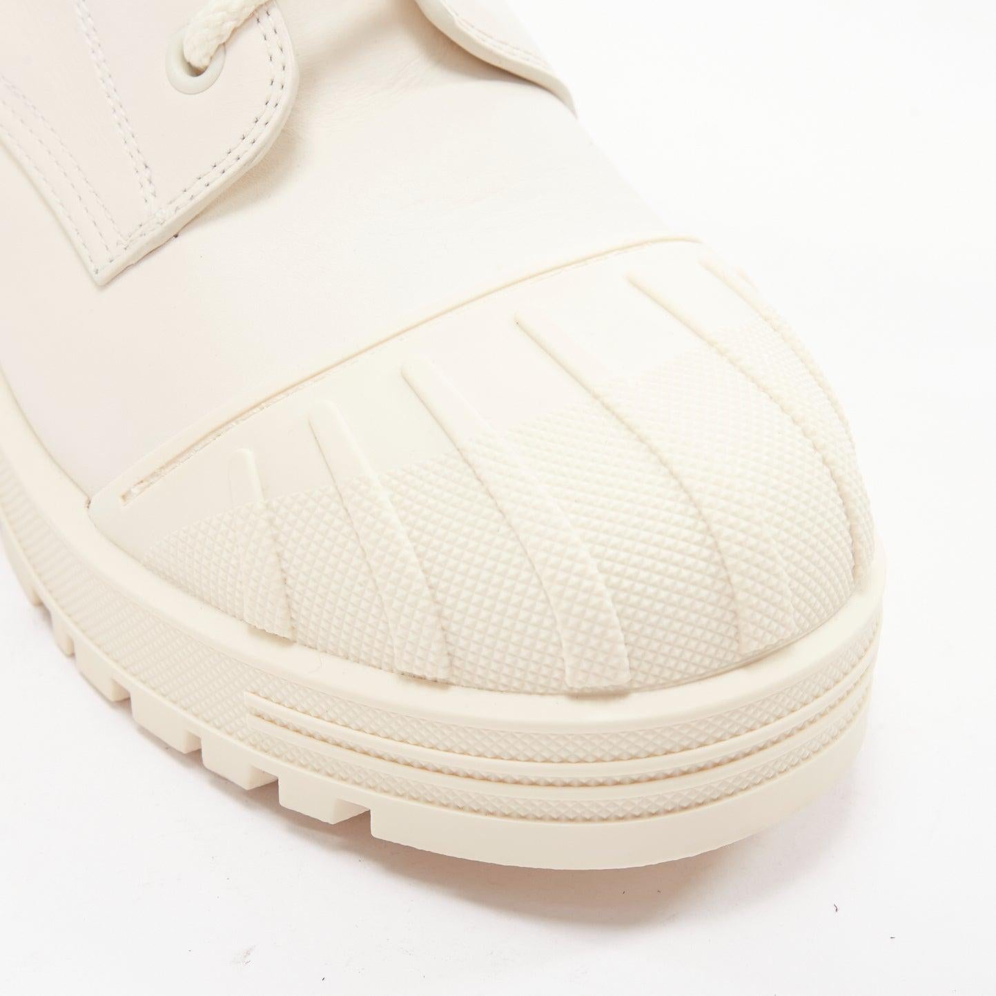 DIOR Dioriron cream CD logo back rubber cap combat boots EU38 For Sale 2
