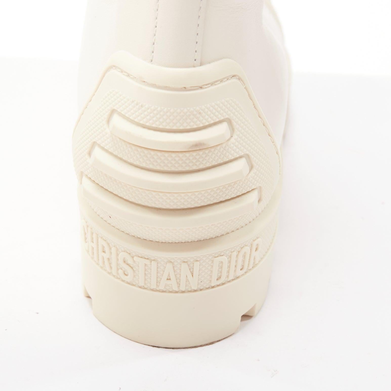 DIOR Dioriron cream CD logo back rubber cap combat boots EU38 For Sale 3
