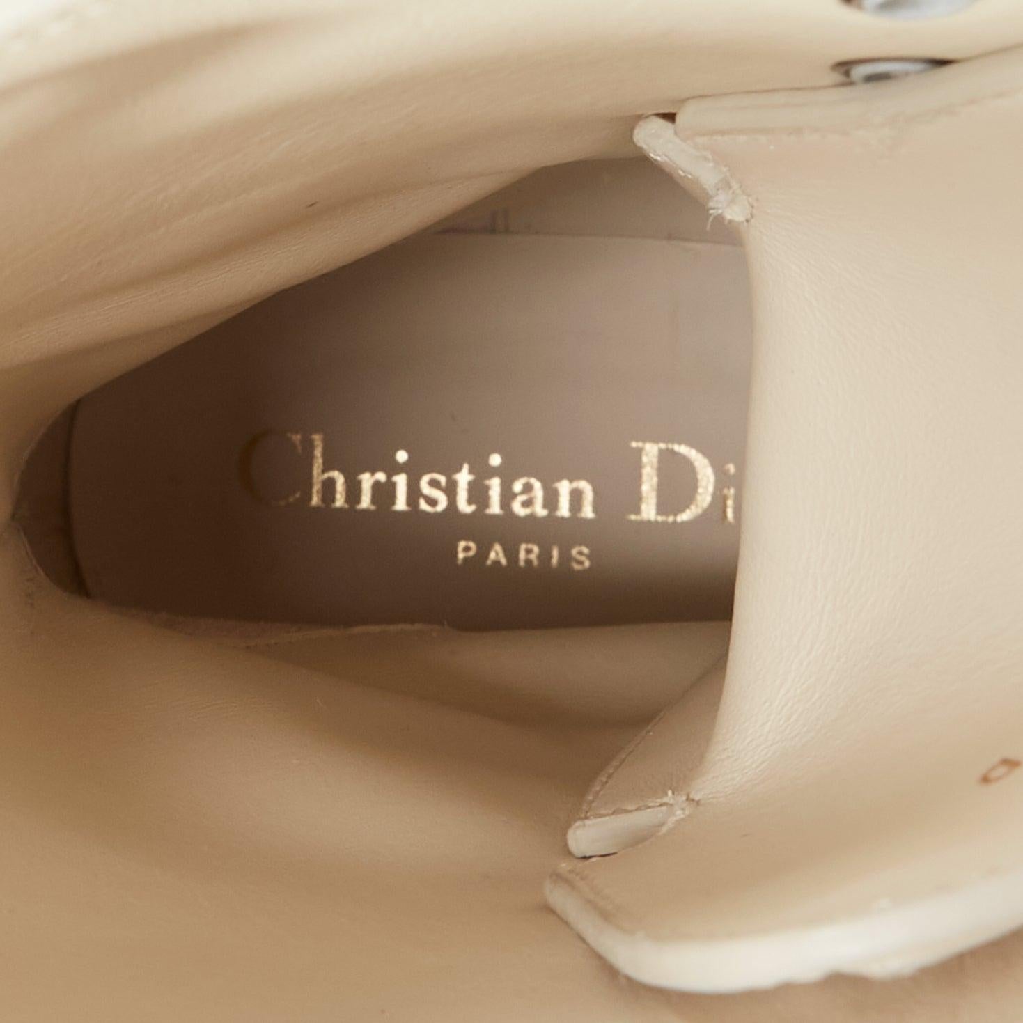 DIOR Dioriron cream CD logo back rubber cap combat boots EU38 For Sale 4