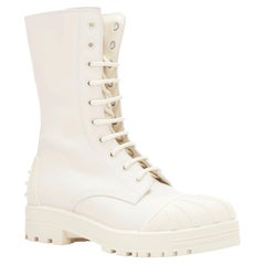 DIOR Dioriron cream CD logo back rubber cap combat boots EU38