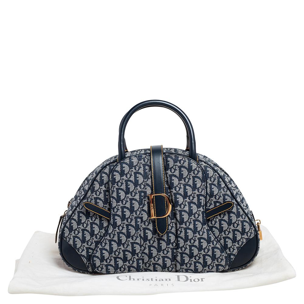Dior Diorissimo Canvas and Leather Double Saddle Bowler Bag 5