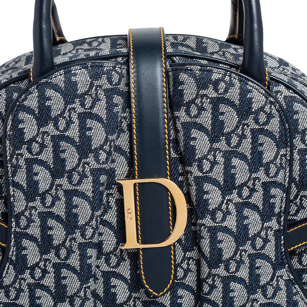 Dior Diorissimo Canvas and Leather Double Saddle Bowler Bag 1