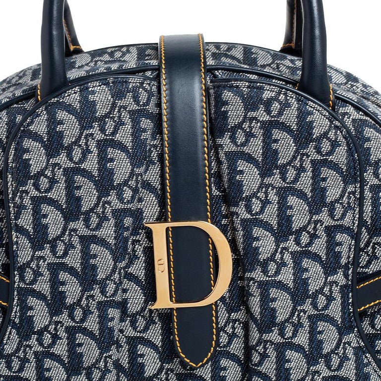 Dior Diorissimo Canvas and Leather Double Saddle Bowler Bag at 1stDibs