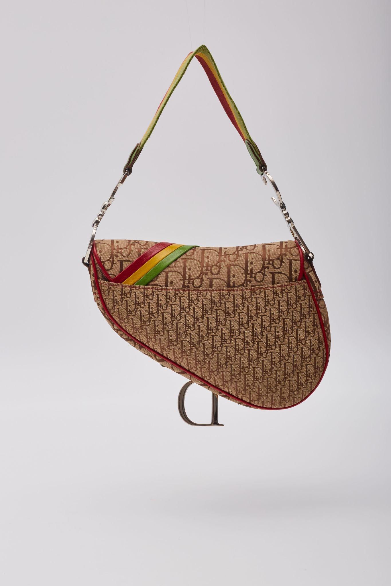 Women's Dior Diorissimo Monogram Beige Rasta Saddle Bag