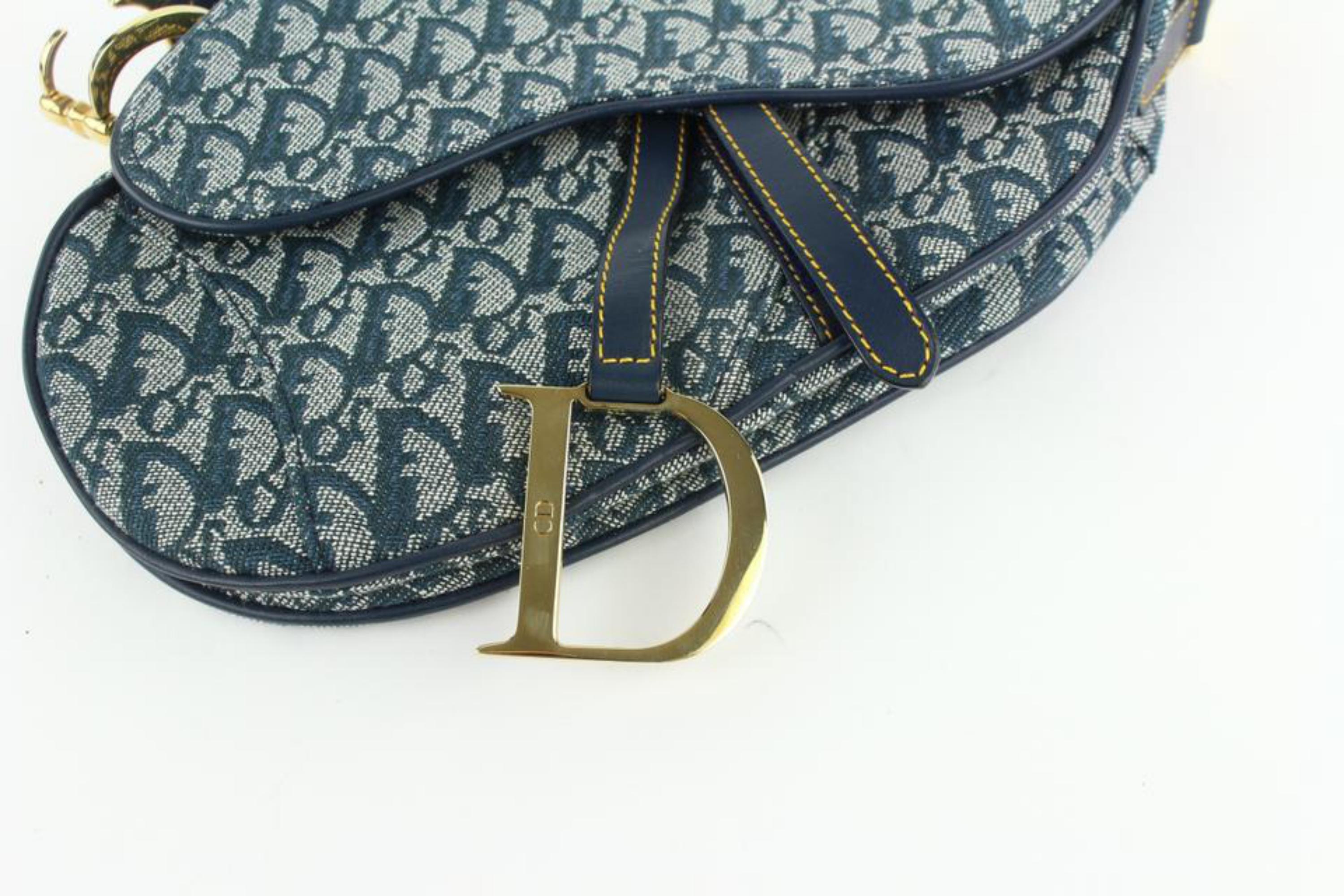 Dior Diorissimo Oblique Saddle Flap 20cdz1012 Blue Canvas Shoulder Bag For Sale 5