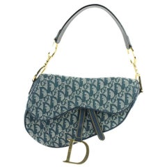 Vintage Dior Diorissimo Oblique Saddle Flap 20cdz1012 Blue Canvas Shoulder Bag