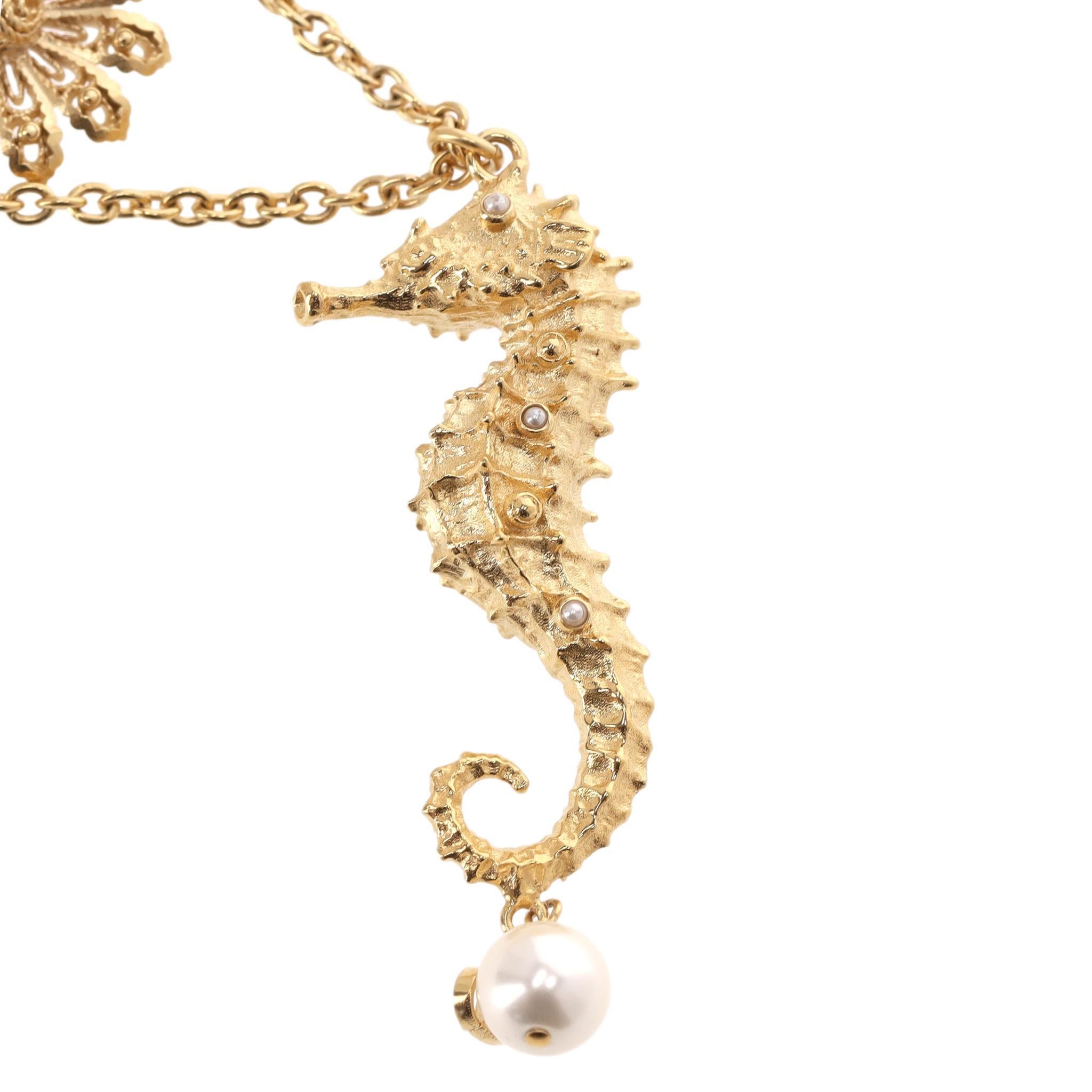 Dior Dioriviera Cabinet de Curiosités Double-Chain Seahorse Multi-Charm Necklace In Excellent Condition For Sale In London, GB