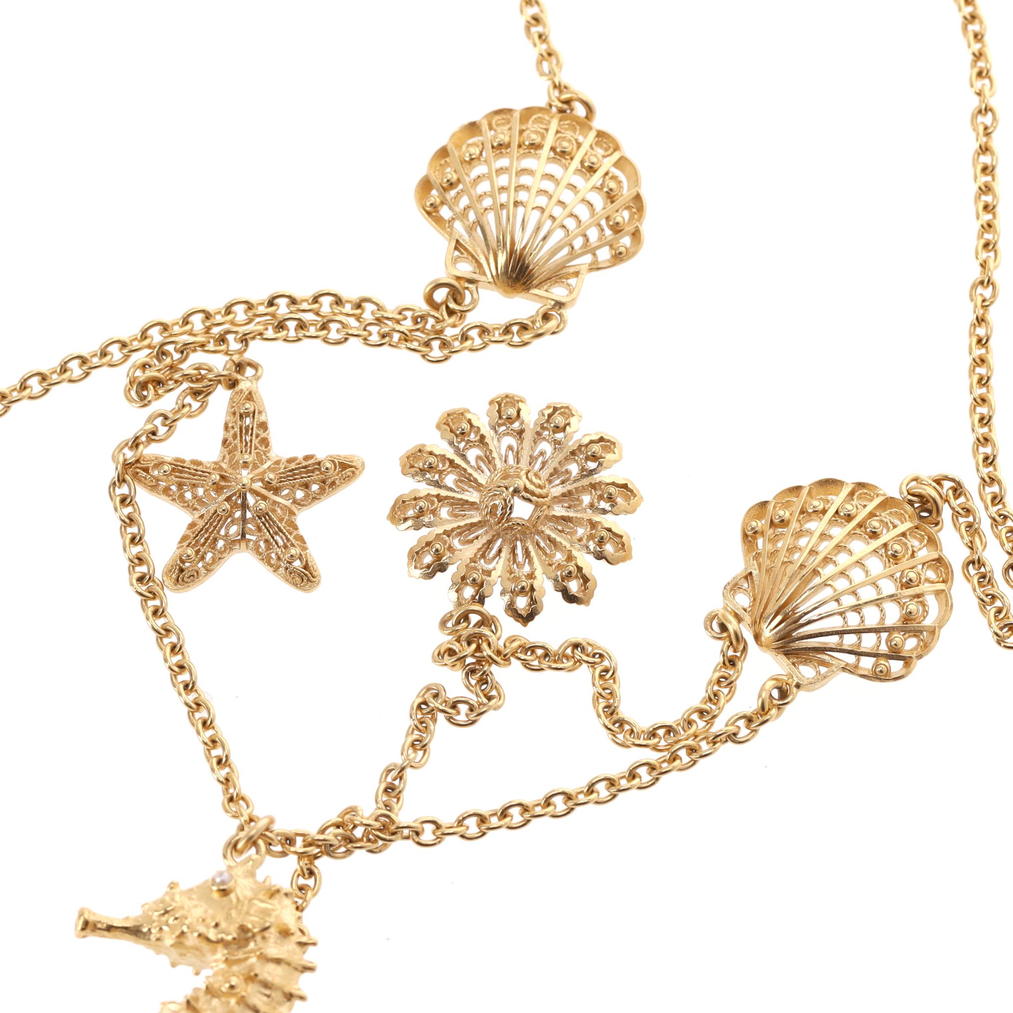 Women's Dior Dioriviera Cabinet de Curiosités Double-Chain Seahorse Multi-Charm Necklace For Sale