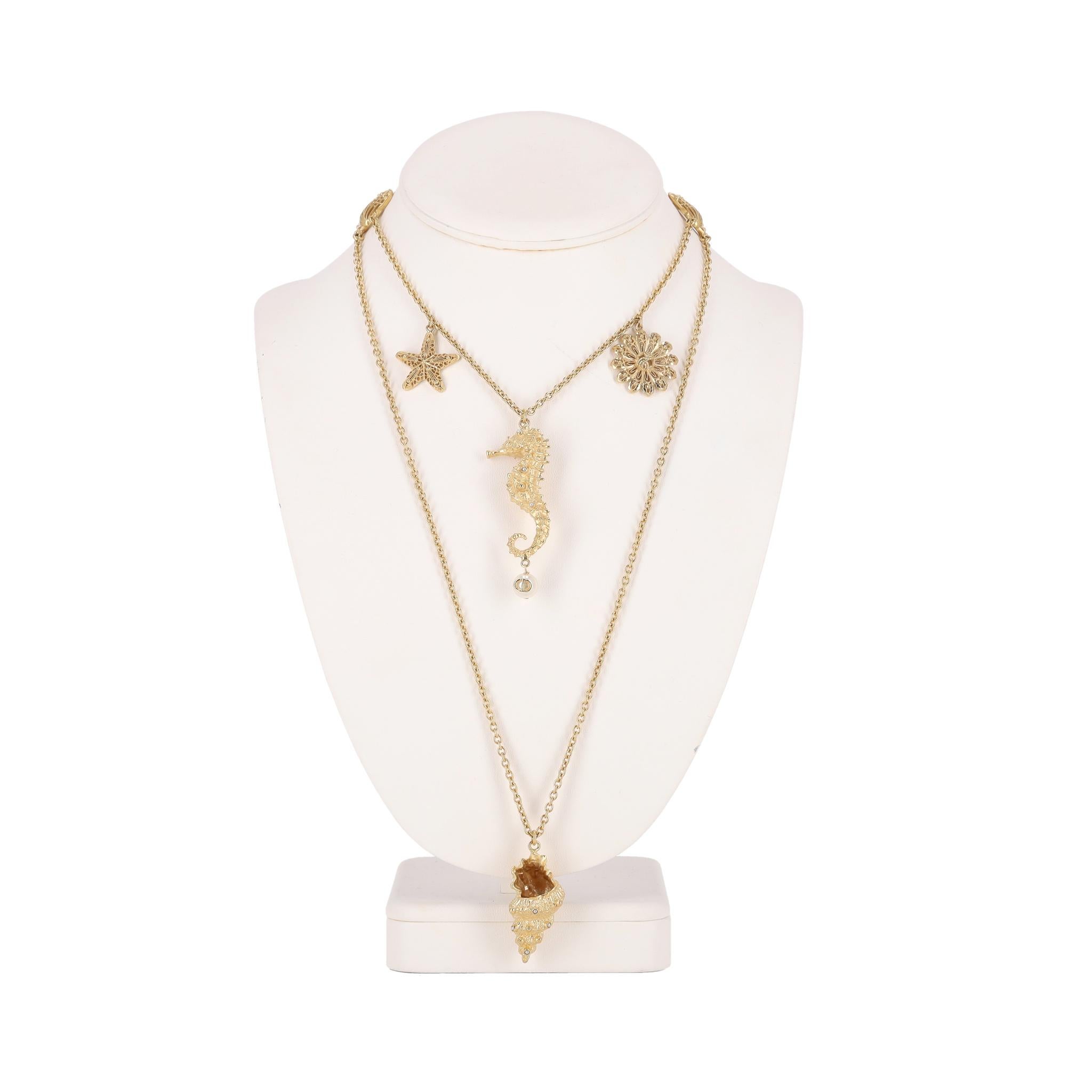 Dior Dioriviera Cabinet de Curiosités Double-Chain Seahorse Multi-Charm Necklace For Sale 3