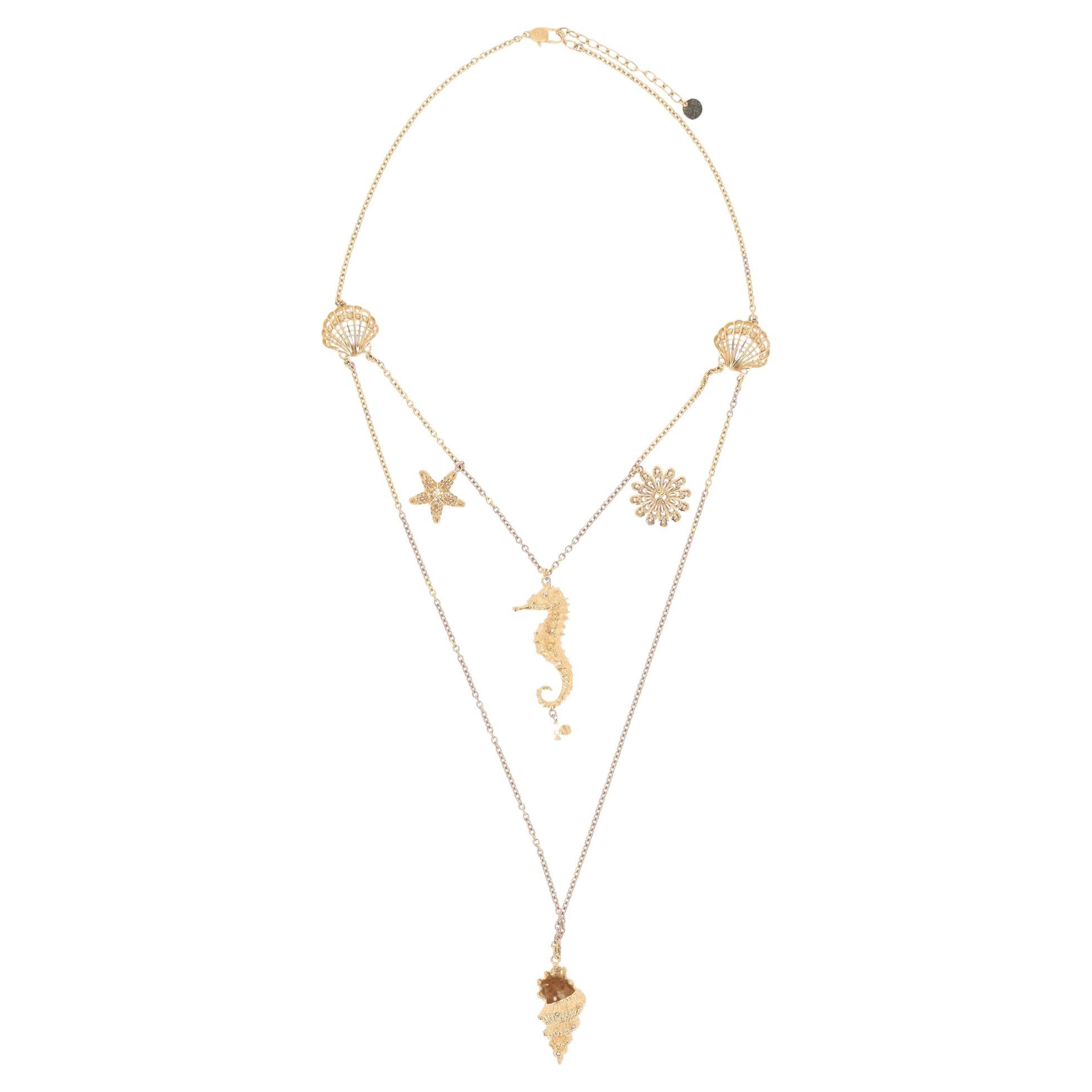 Dior Dioriviera Cabinet de Curiosités Double-Chain Seahorse Multi-Charm Necklace For Sale