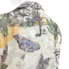 DIOR Dioriviera Toile de Jouy Palms print cap sleeves cotton shirt FR36 S