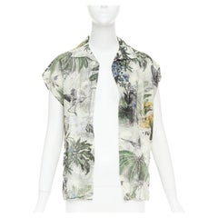 DIOR Dioriviera Toile de Jouy Palms print cap sleeves cotton shirt FR36 S