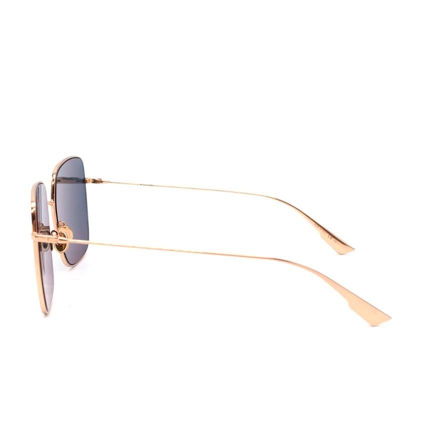 Dior DiorStellaire Square Gold-Tone Metal Sunglasses In Excellent Condition For Sale In London, GB