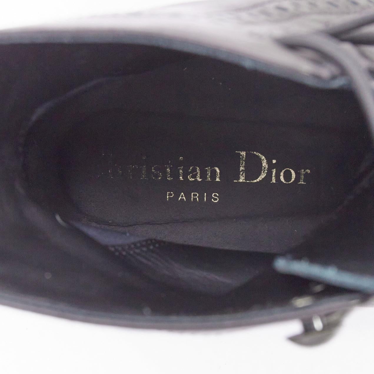 DIOR Diorunit black leather CD studs brogue combat boots EU38 5