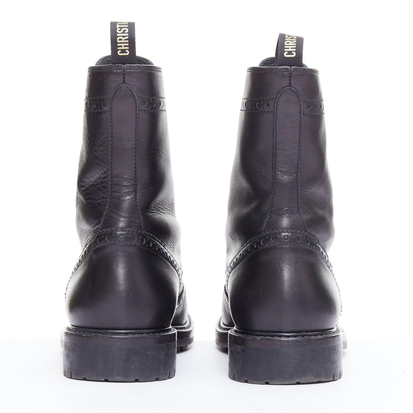 Women's DIOR Diorunit black leather CD studs brogue combat boots EU38