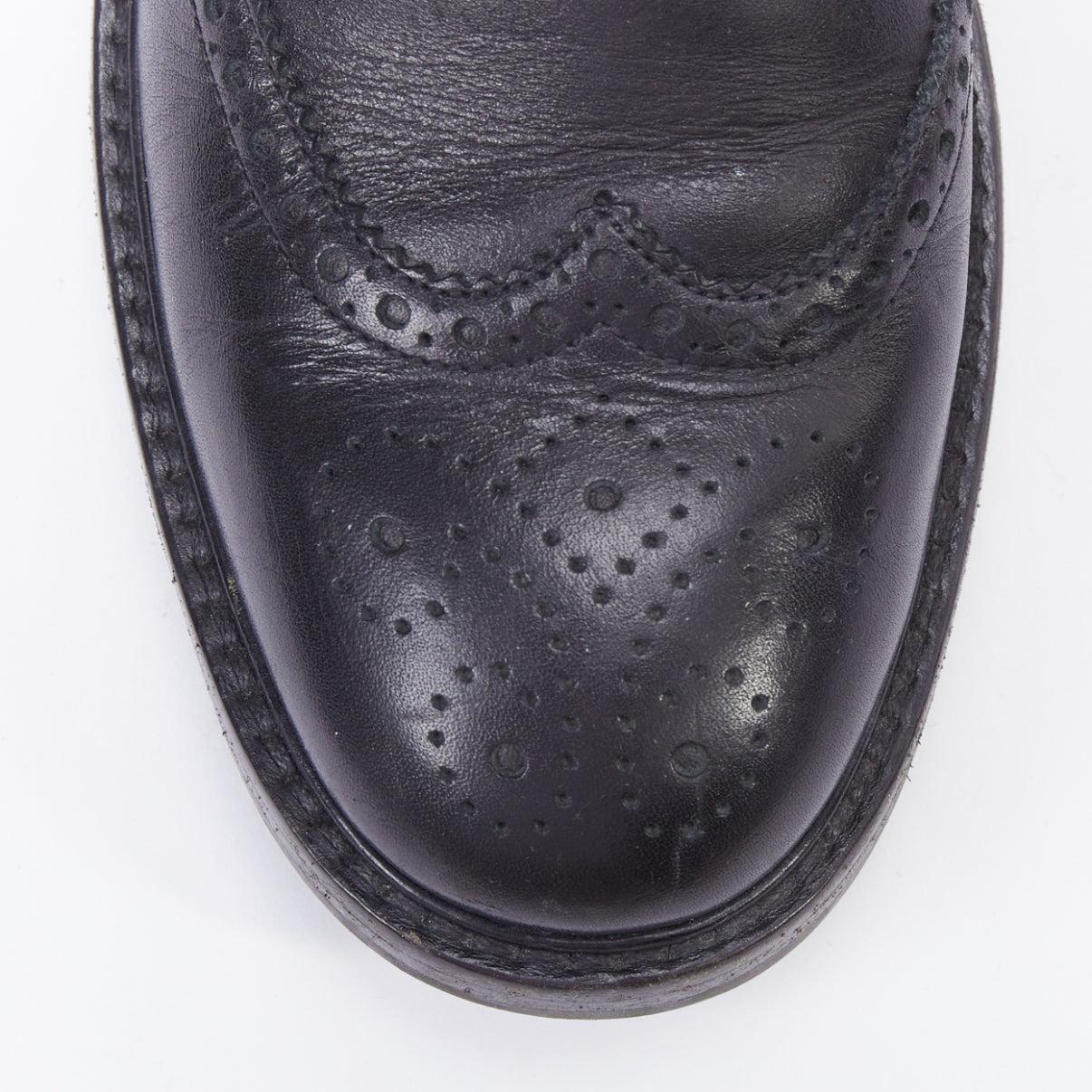 DIOR Diorunit black leather CD studs brogue combat boots EU38 1