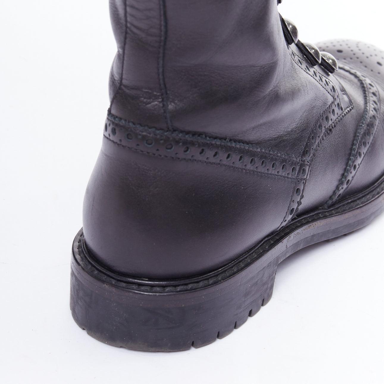 DIOR Diorunit black leather CD studs brogue combat boots EU38 3