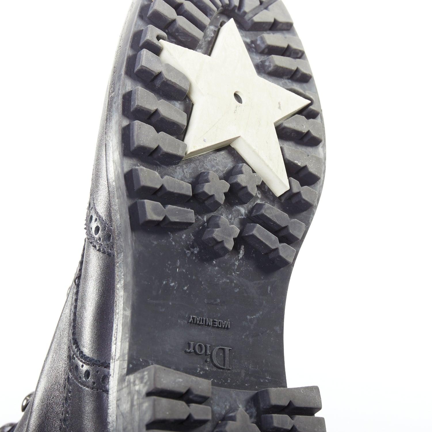 DIOR Diorunit black leather CD studs brogue combat boots EU38 4