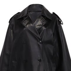 Manteau Dior à double boutonnage en cuir d'agneau noir