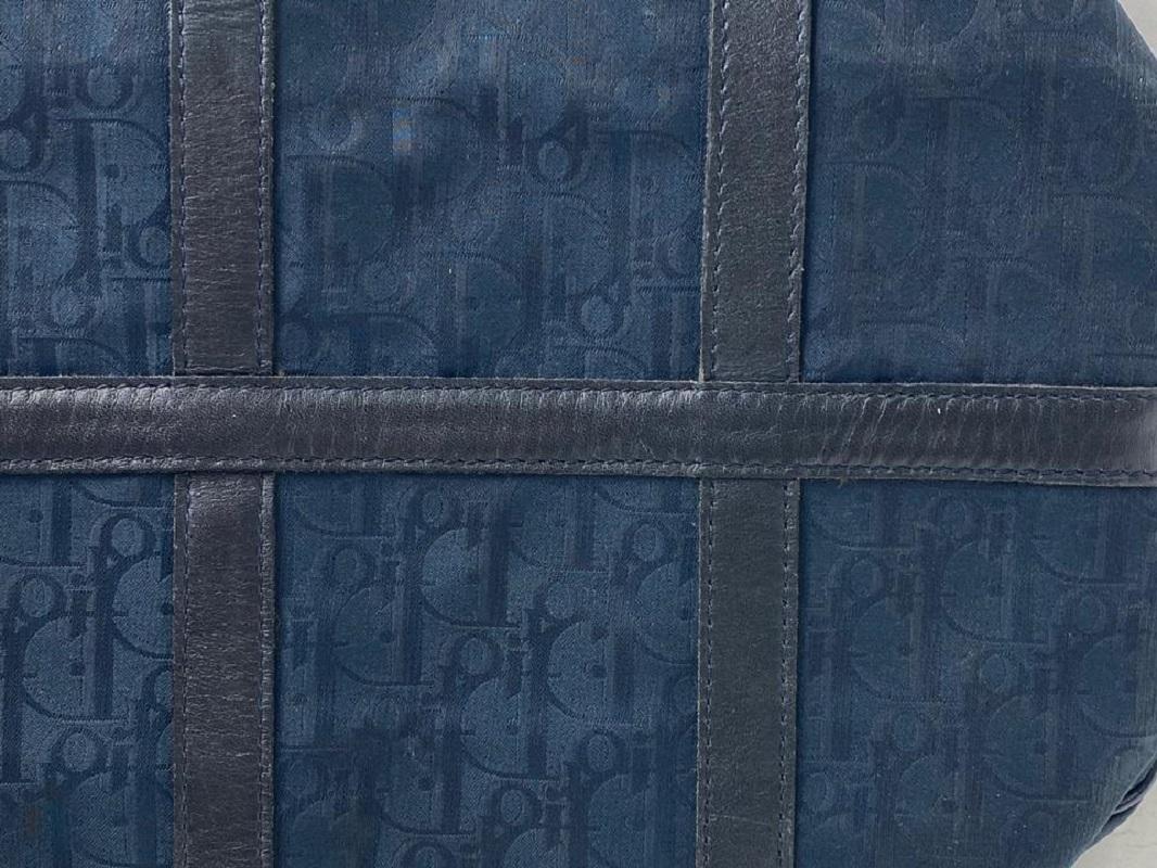 Noir Dior Duffle Oblique Monogram Boston Navy 21dior614 Sacoche en toile bleue en vente