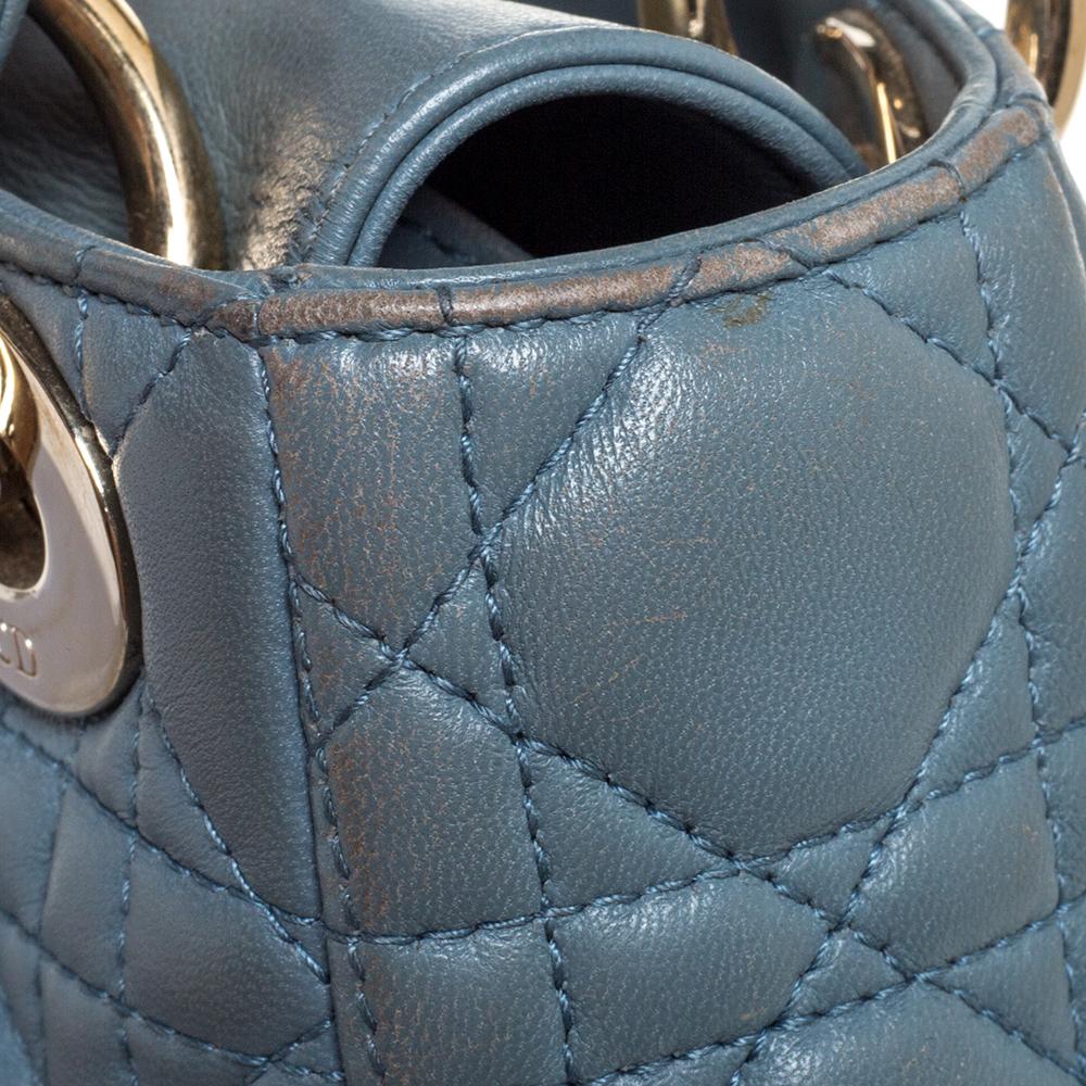 Dior Dusk Blue Cannage Leather Mini Lady Dior Tote 3