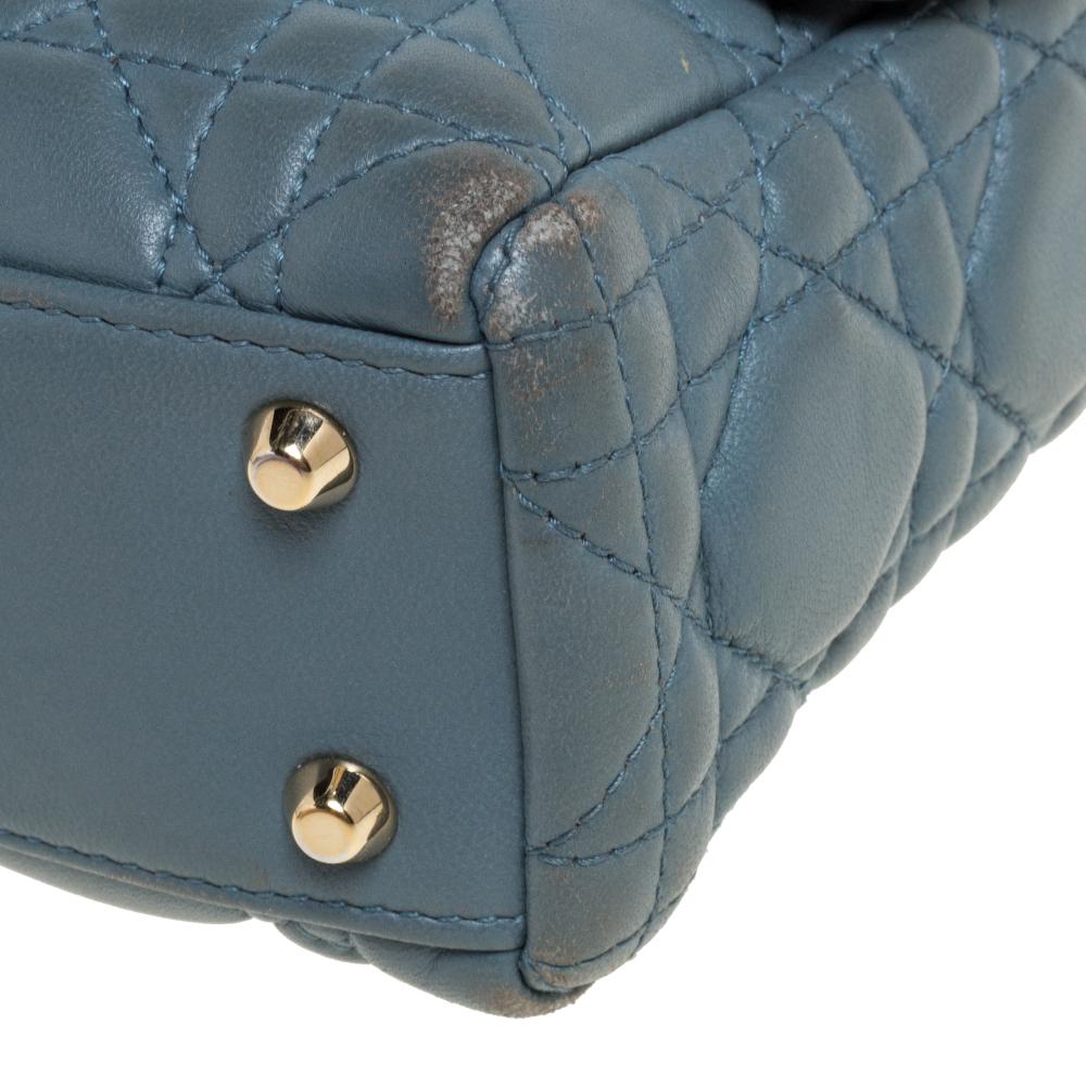 Dior Dusk Blue Cannage Leather Mini Lady Dior Tote 5