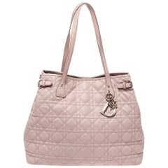 Dior Dusty Pink Cannage Coated Canvas Medium Panarea Tote