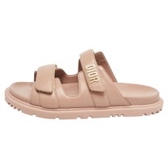 Dior Dusty Pink Leather DiorAct Flat Sandals Size 42