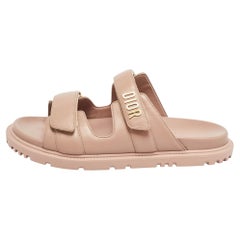 Dior Dusty Pink Leather DiorAct Flat Sandals Size 42