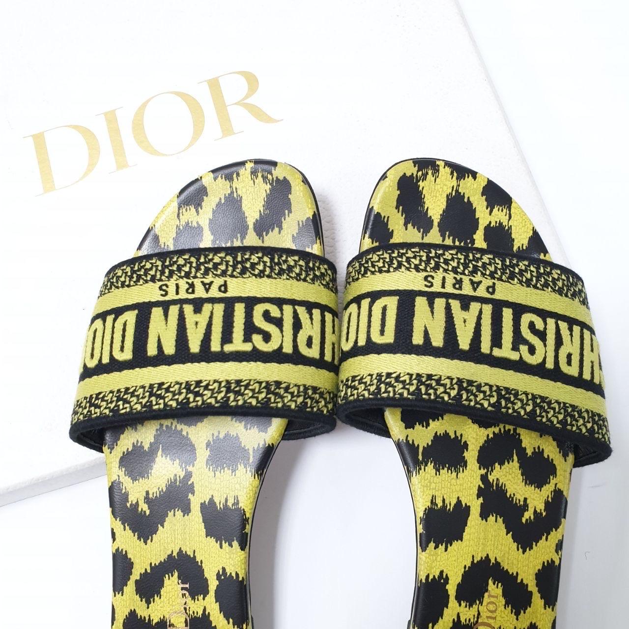 Nero Dior Dway Slide Sandali Lime Pop Leopard Print Sz.38 in vendita