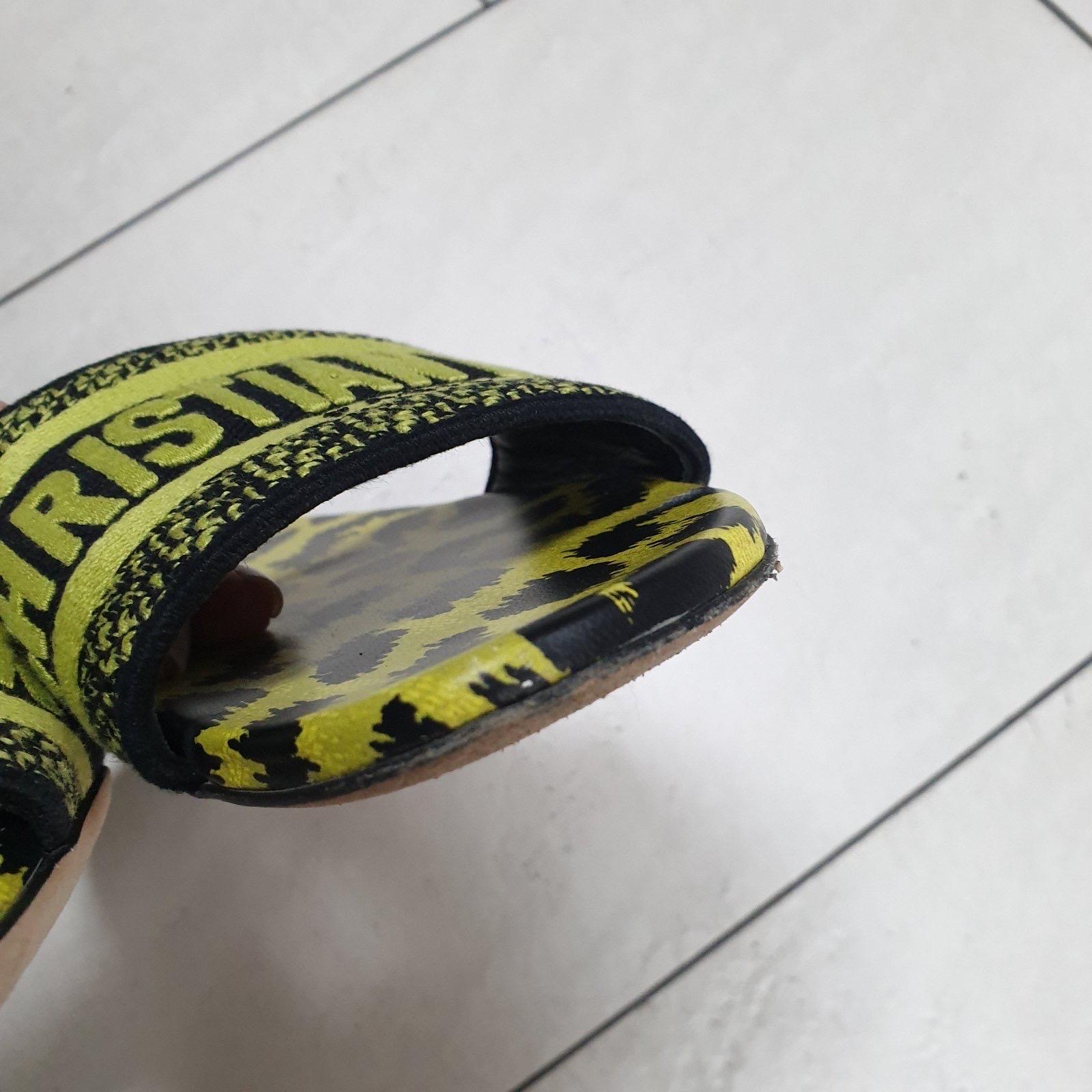 Donna Dior Dway Slide Sandali Lime Pop Leopard Print Sz.38 in vendita