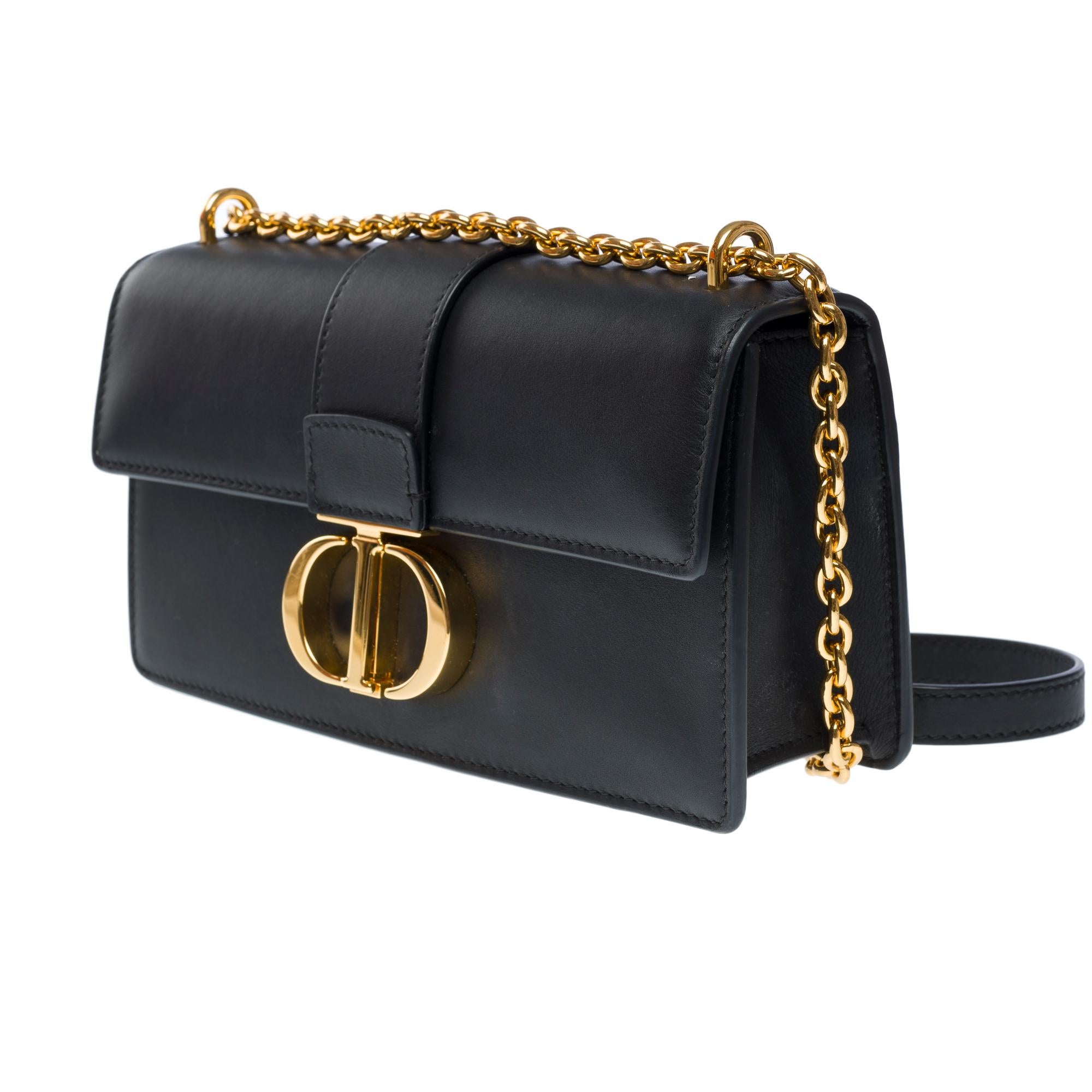 Dior East-West of the line 30 Montaigne shoulder flap bag in black leather, GHW 1