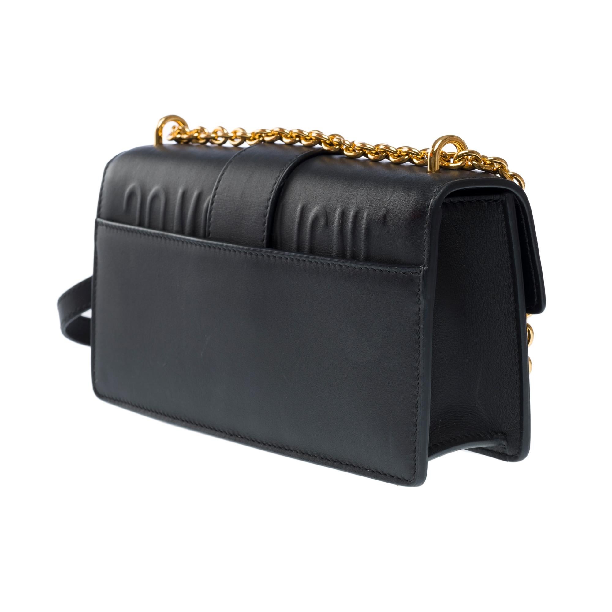 Dior East-West of the line 30 Montaigne shoulder flap bag in black leather, GHW 2