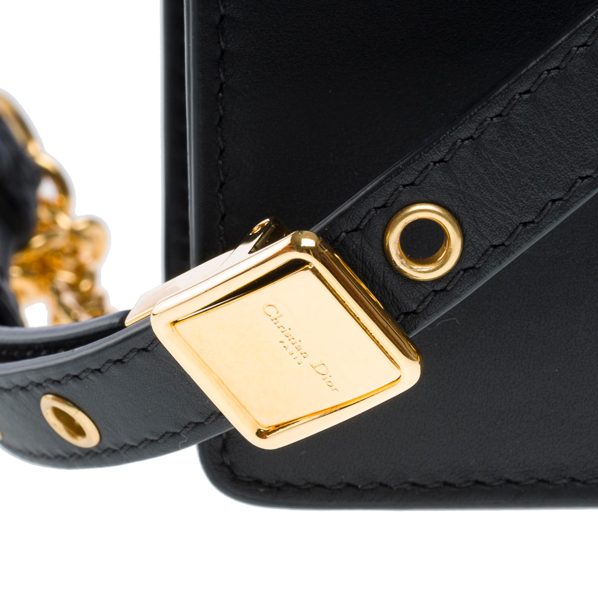 Dior East-West of the line 30 Montaigne shoulder flap bag in black leather, GHW 3