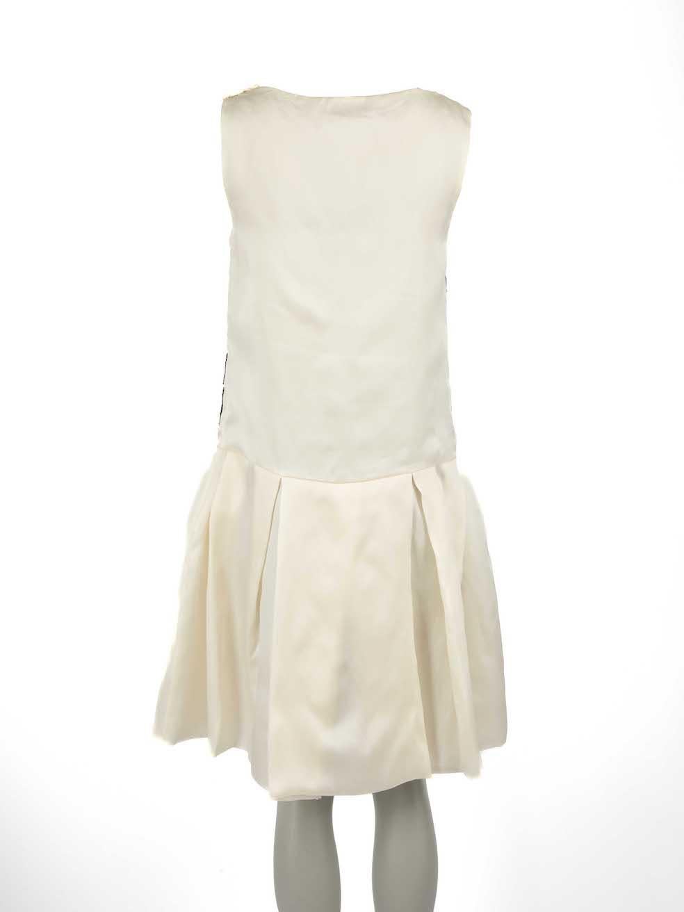 Dior Ecru Embellished Drop Waist Dress Size M In Excellent Condition For Sale In London, GB